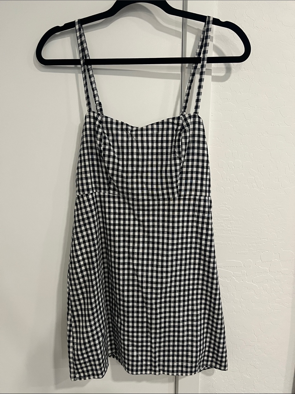 Brandy Melville Black & White Gingham Mini Dress with Spaghetti Straps